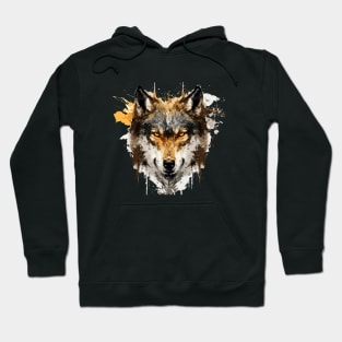 Wolf Portrait Animal Painting Wildlife Outdoors Adventure Hoodie